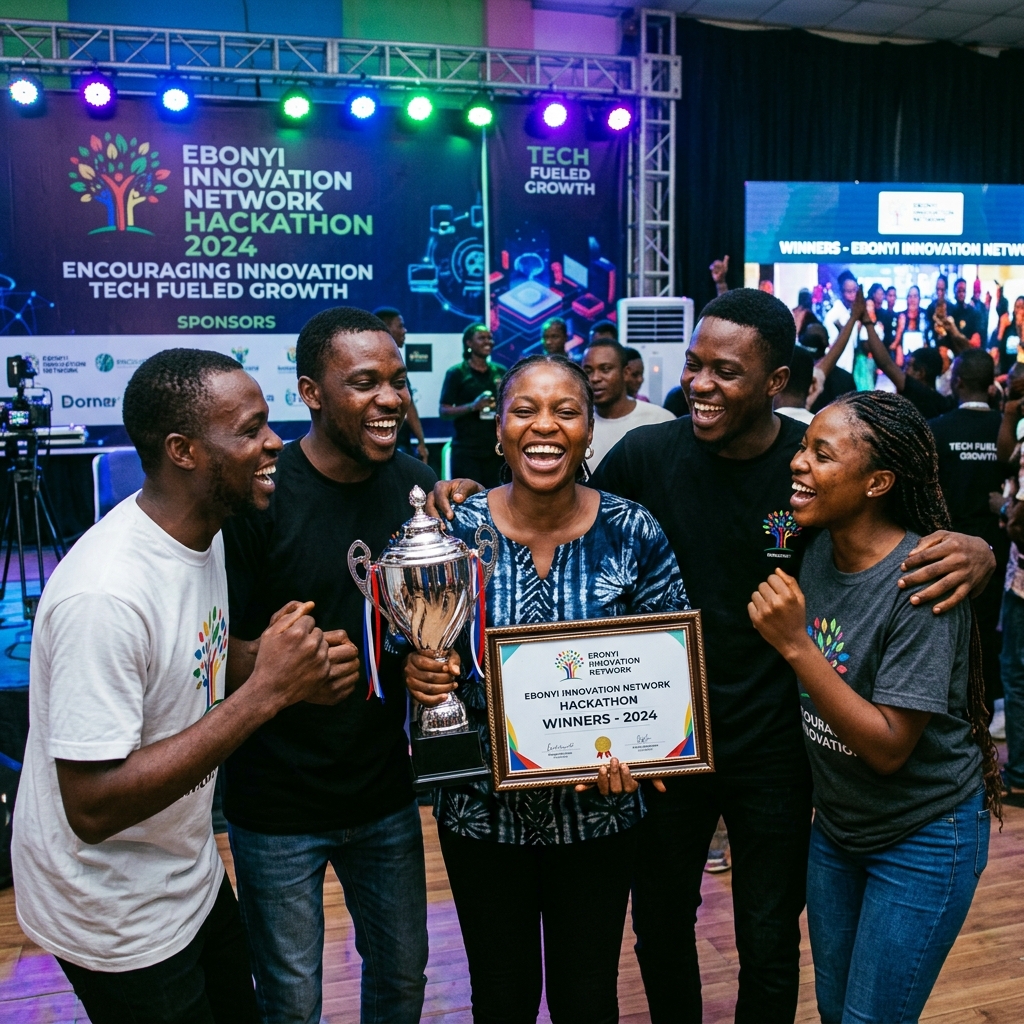 Hackathon Winners Celebrating